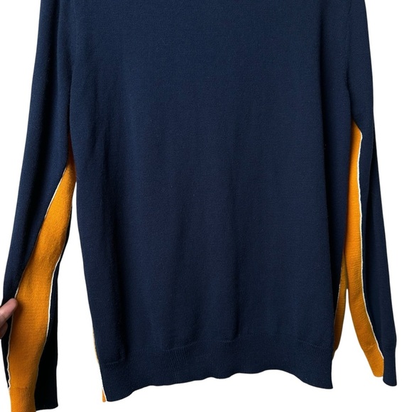 Opening Ceremony Men's Large Knit Collared Cardigan Color Block Navy Blue Orange - Picture 9 of 11